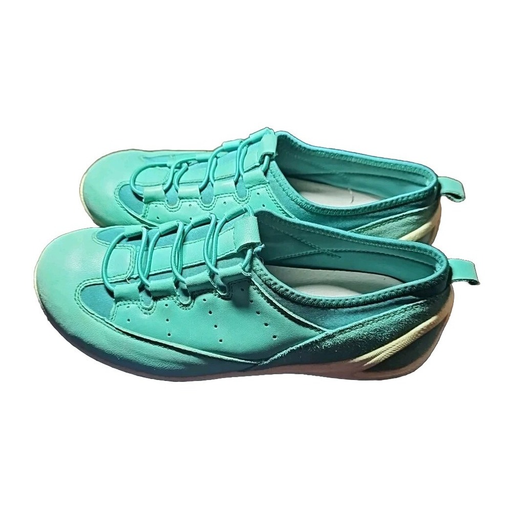 Stegmann Signature Leather Slip On Sneakers Women 8.5 (39) EUC Teal Blue #I05